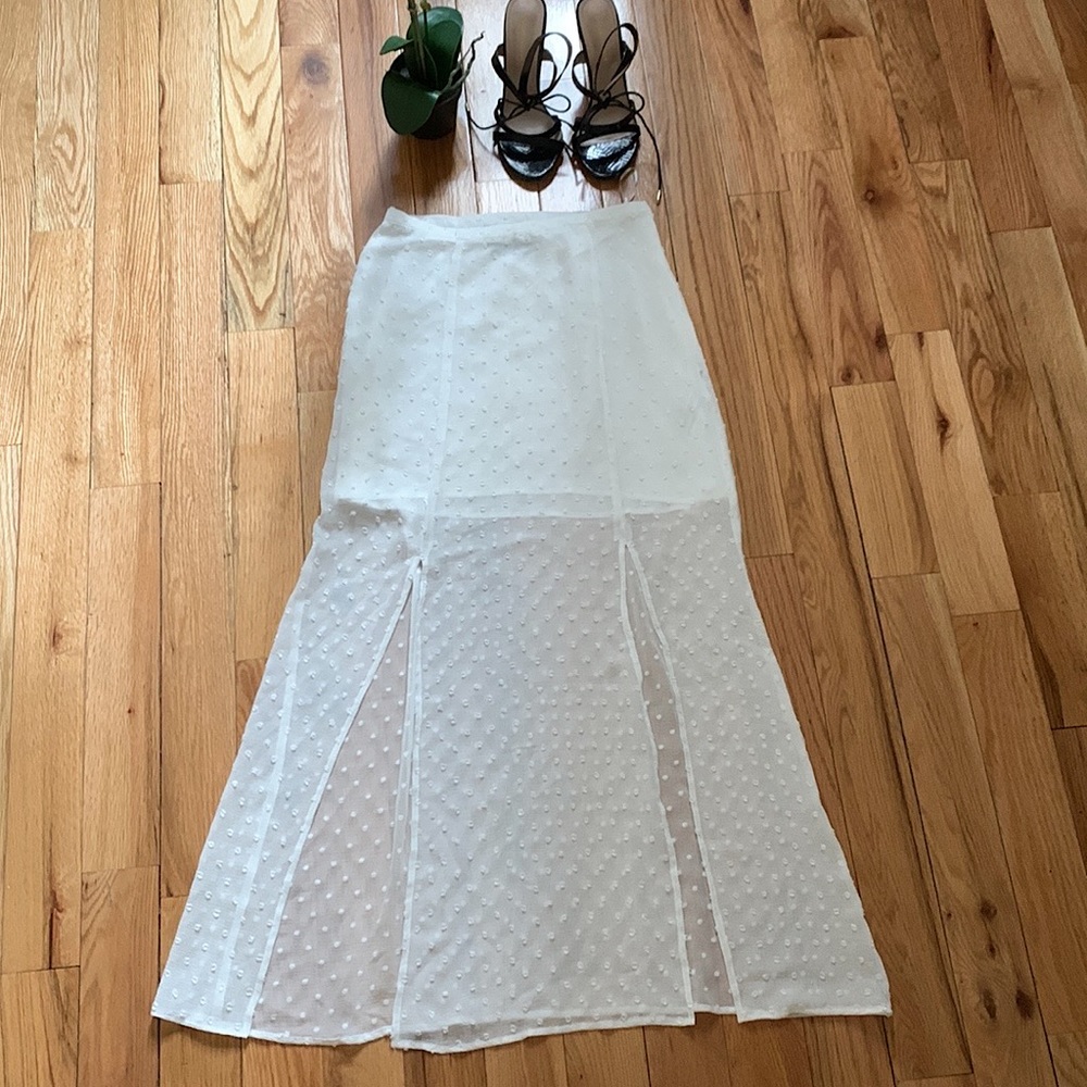 Romantic White Skirt with Slits